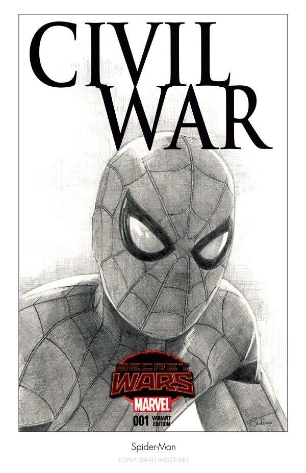 Spider-Man Civil War Cover — Tony Santiago Art