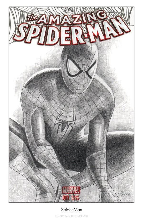 spider-man sketch cover fan art by artist tony santiago