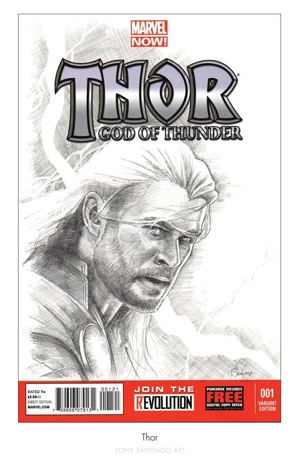 thor sketch cover fan art by artist tony santiago