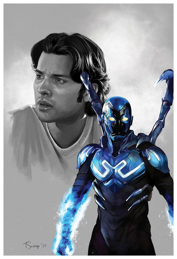 blue beetle dc fan art by artist tony santiago