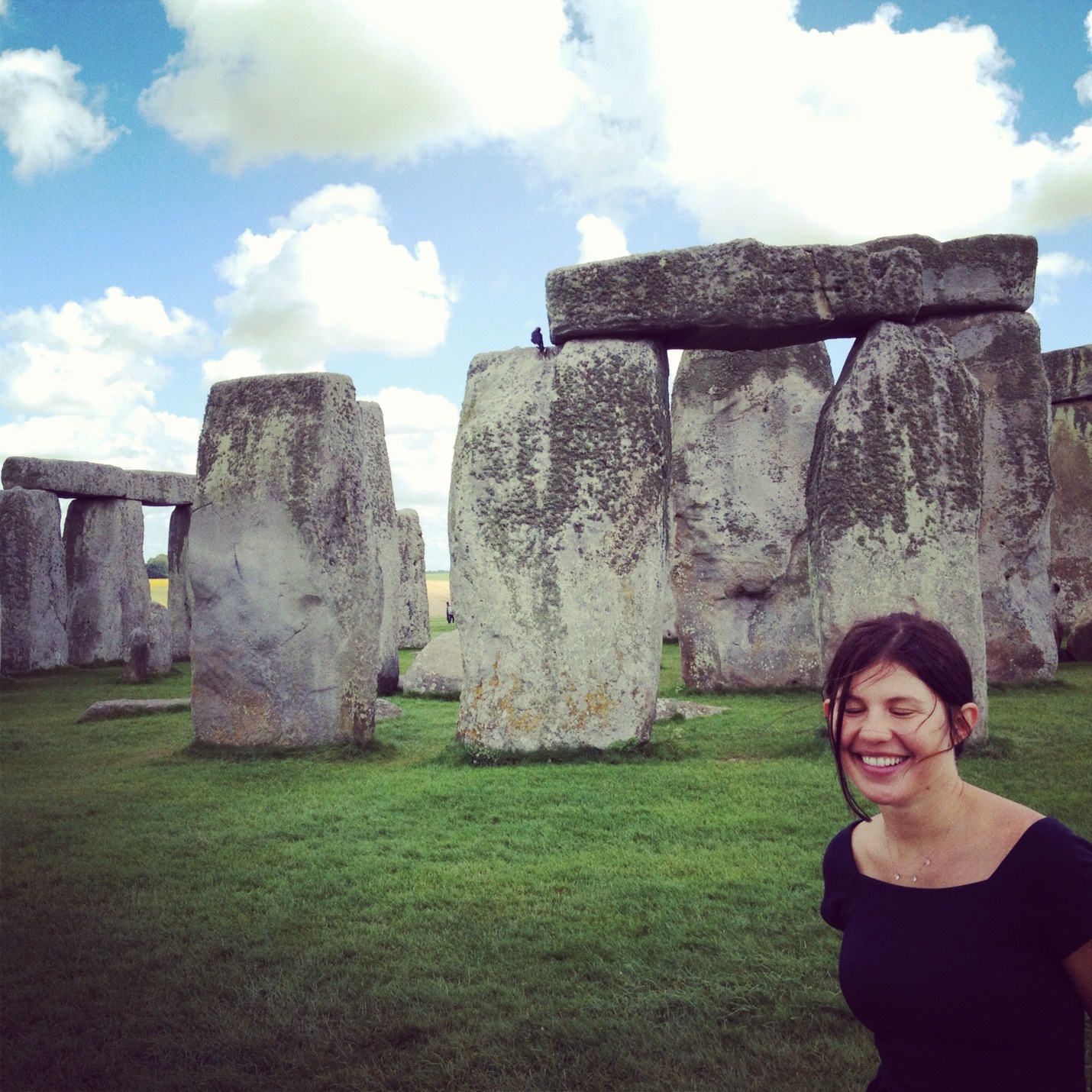  Human eyes closed. Third eye and heart open at Stonehenge. 