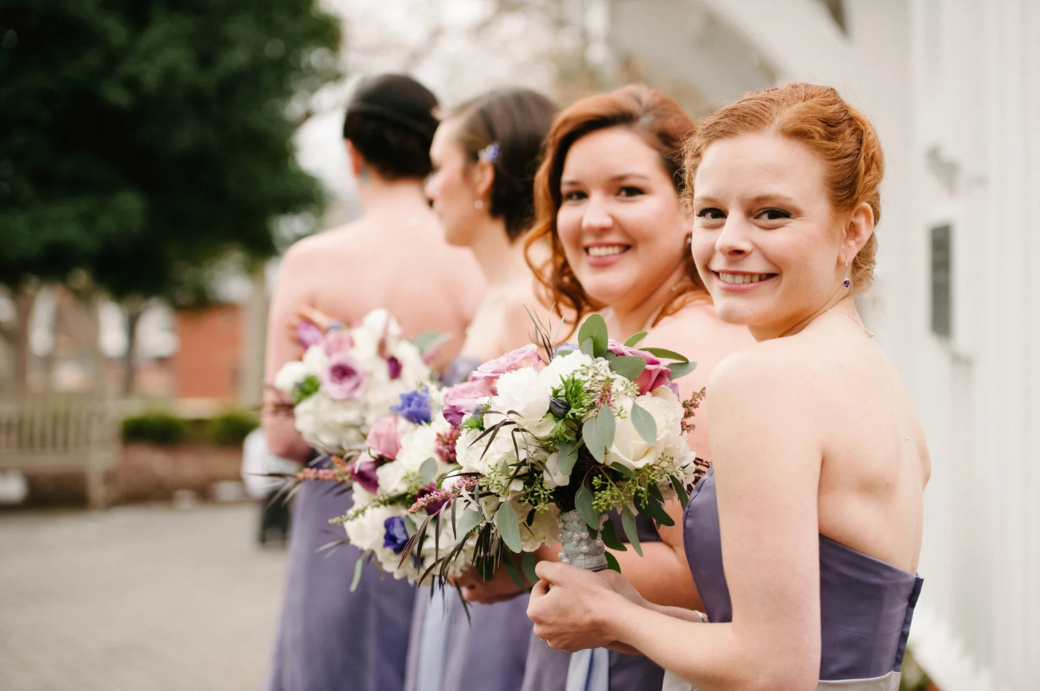 Bridesmaids Outside St. Mary's Chapel Wedding