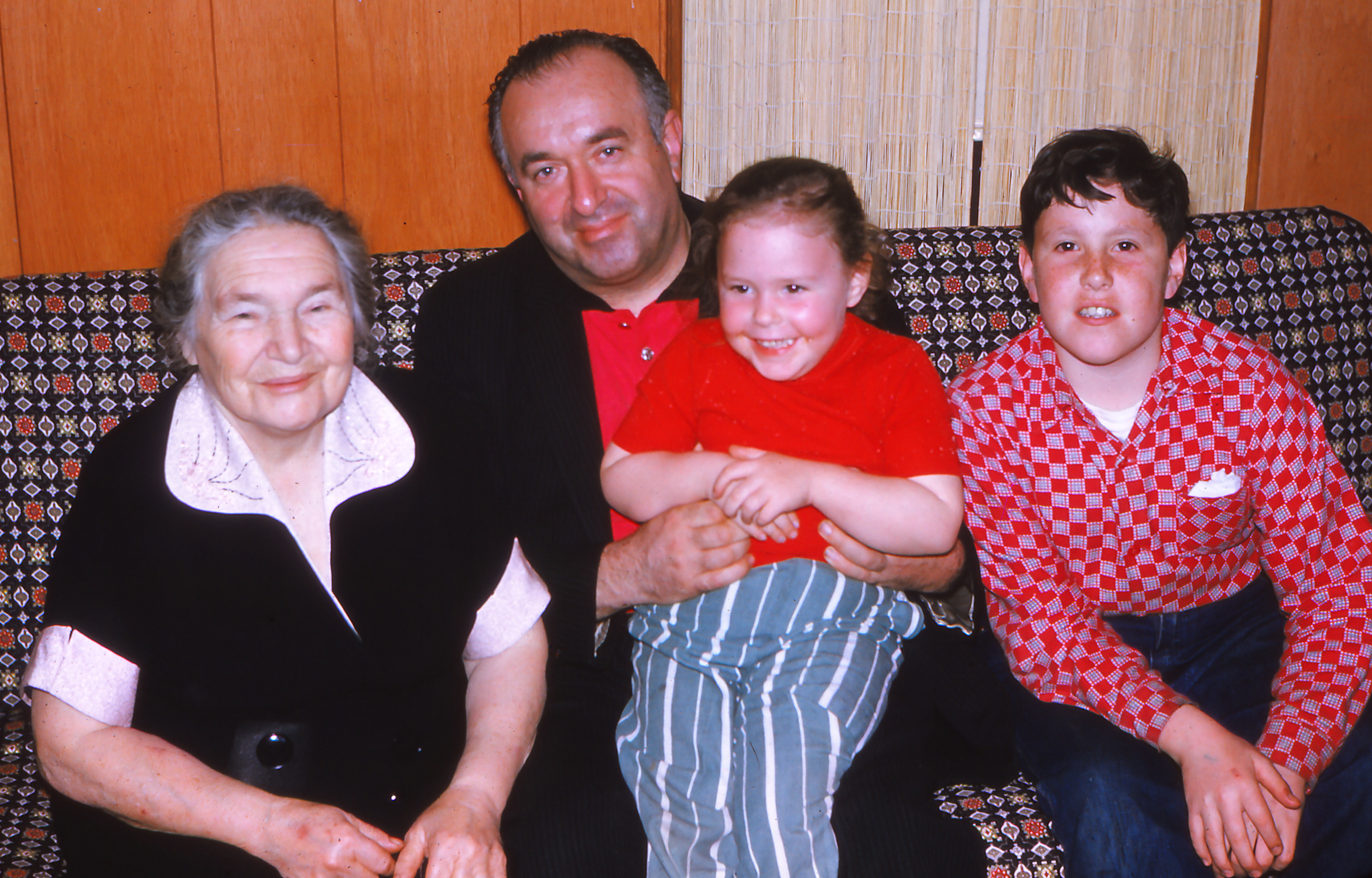 My Grandmother, Uncle & Brother With Me In Our "Finished Basement" Apx 1959