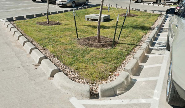 Curb cuts such as these are the poster child for integrated storm water management, so why not just go curbless?