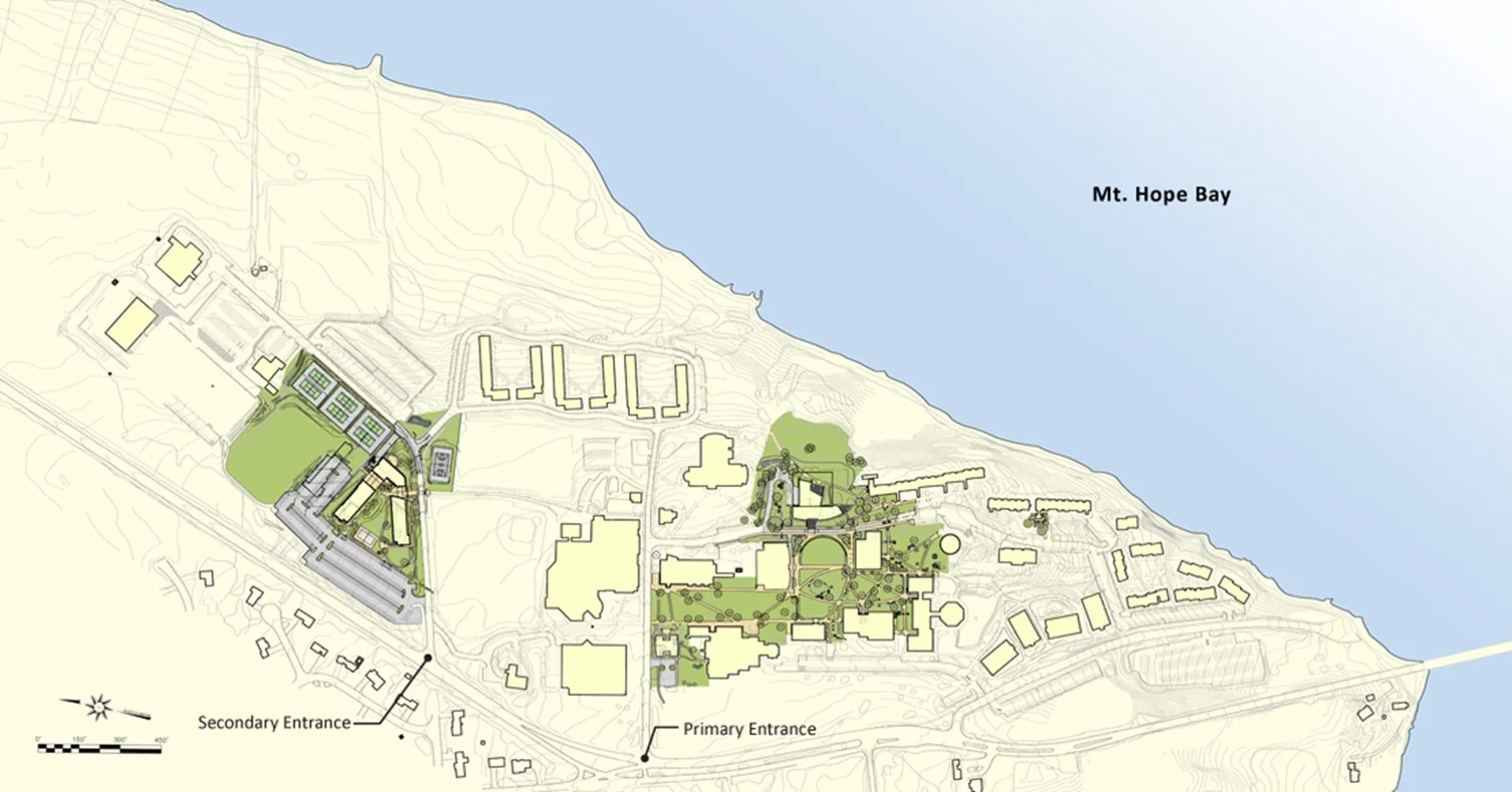 Campus improvement projects shaded green