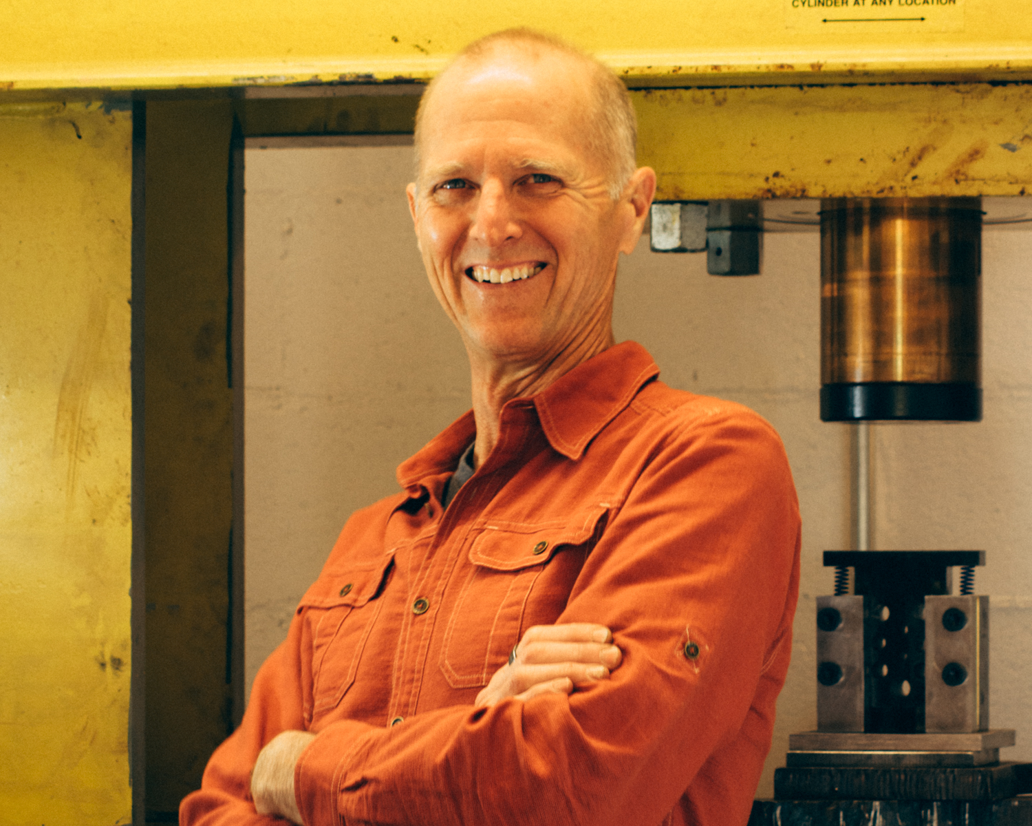  Steve in the "press room" with his 200 ton hydraulic press. 