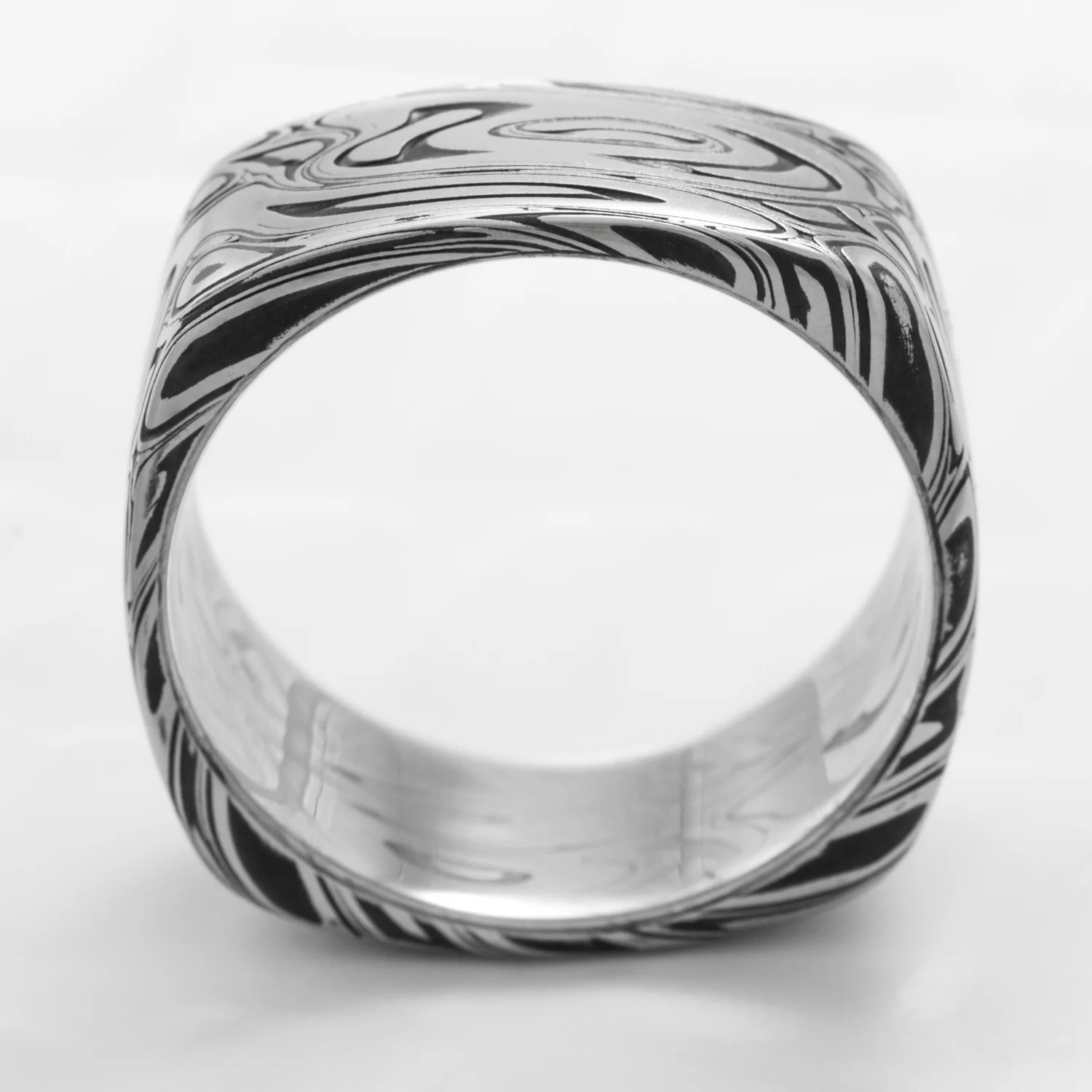 unique square mens wedding band steel