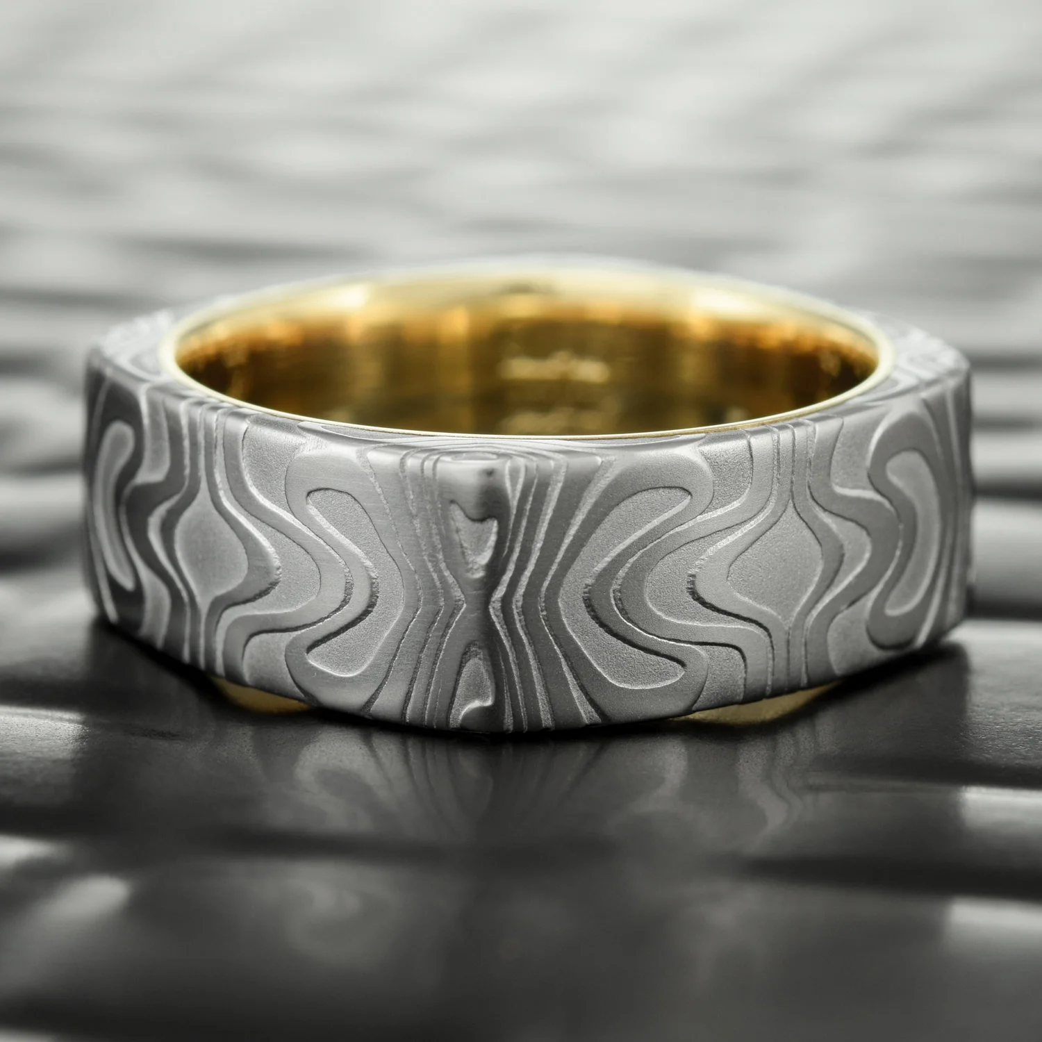 mirrored handmade steel ring mens