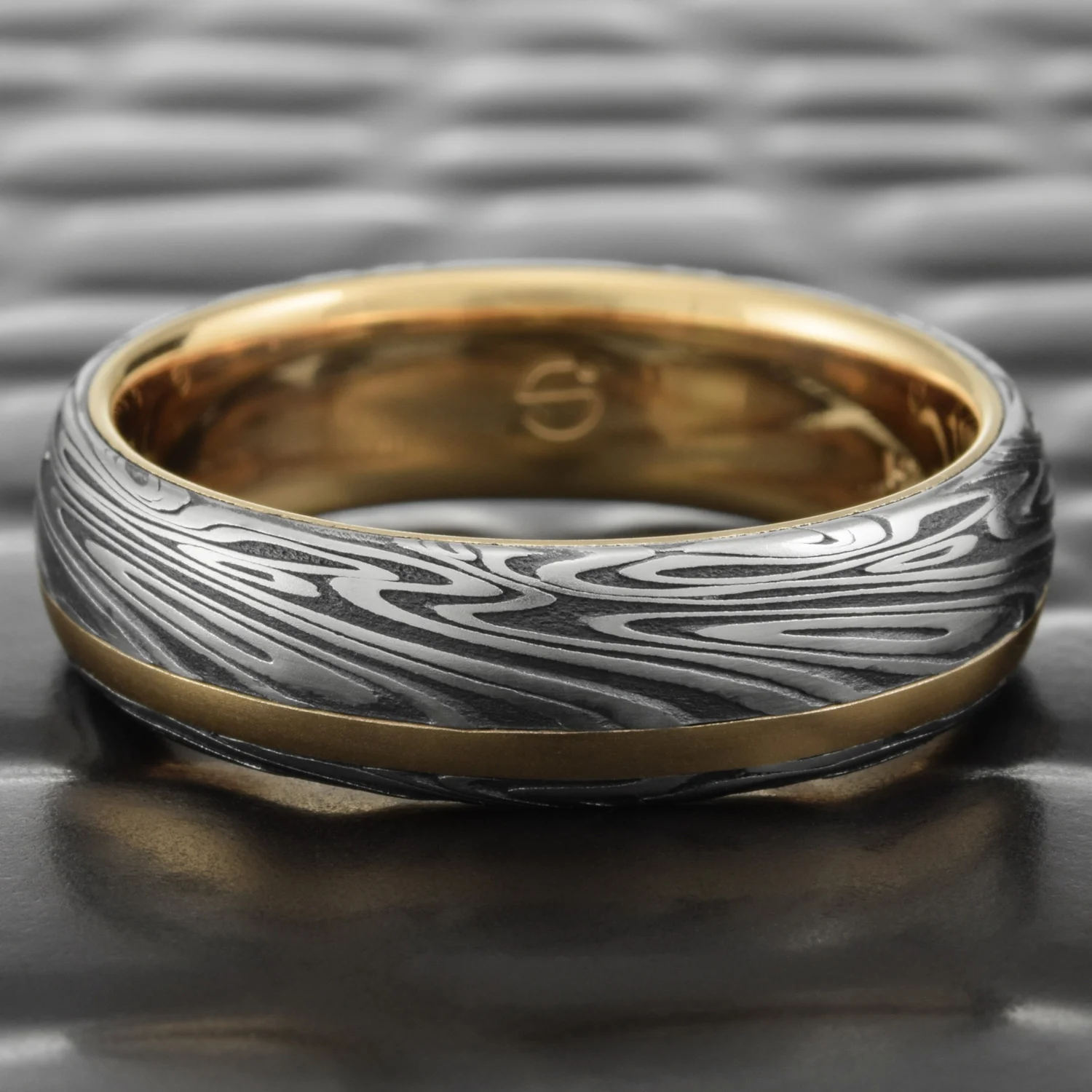 unique handcrafted damascus ring wedding mens