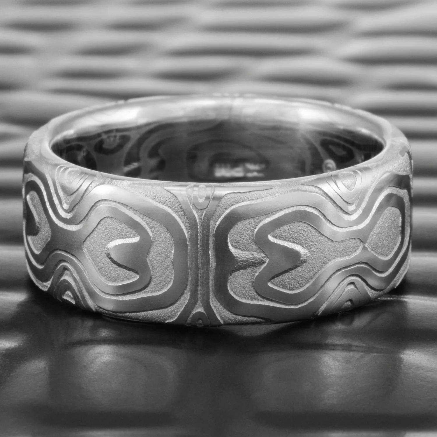 unique mens alternative steel wedding band
