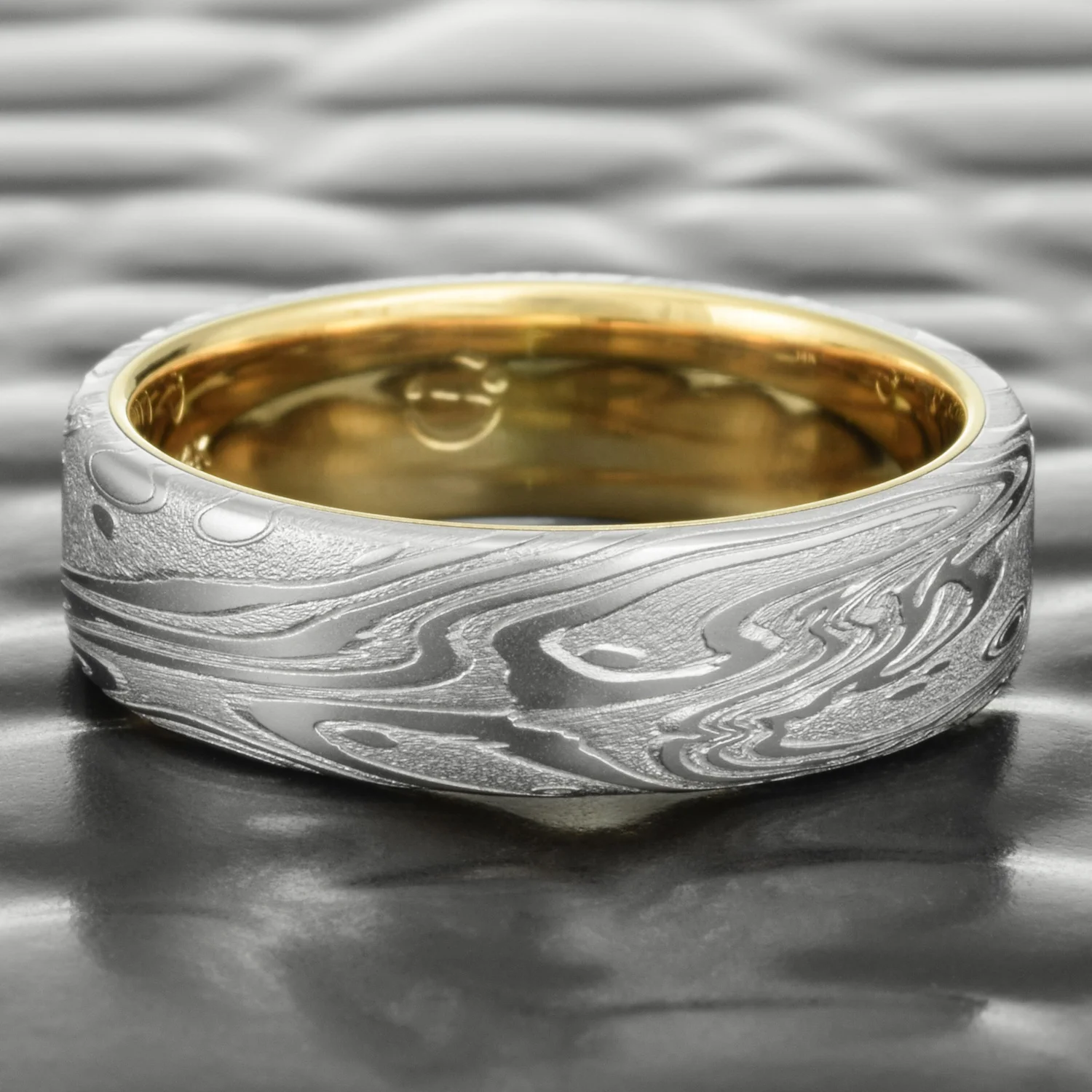 flat damascus mens wedding damascus handmade ring
