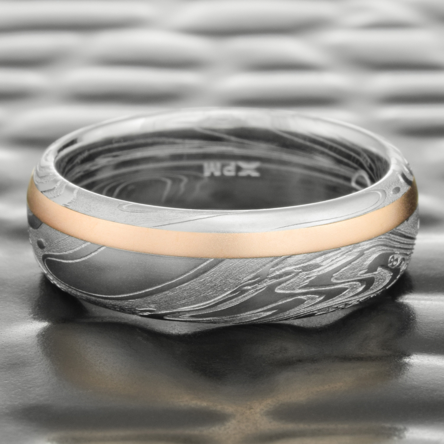 gold stainless steel damascus ring