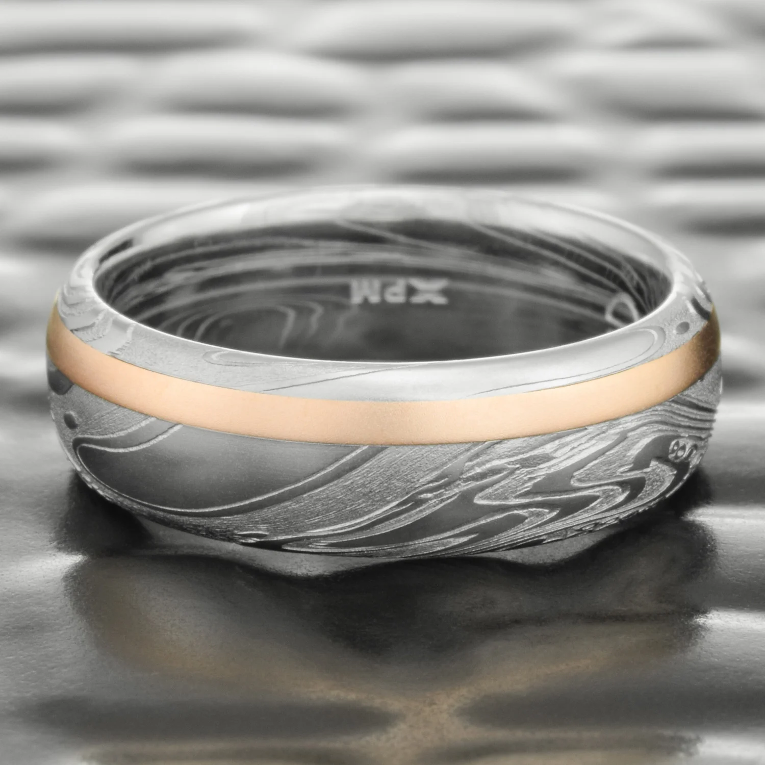 gold stainless steel damascus ring