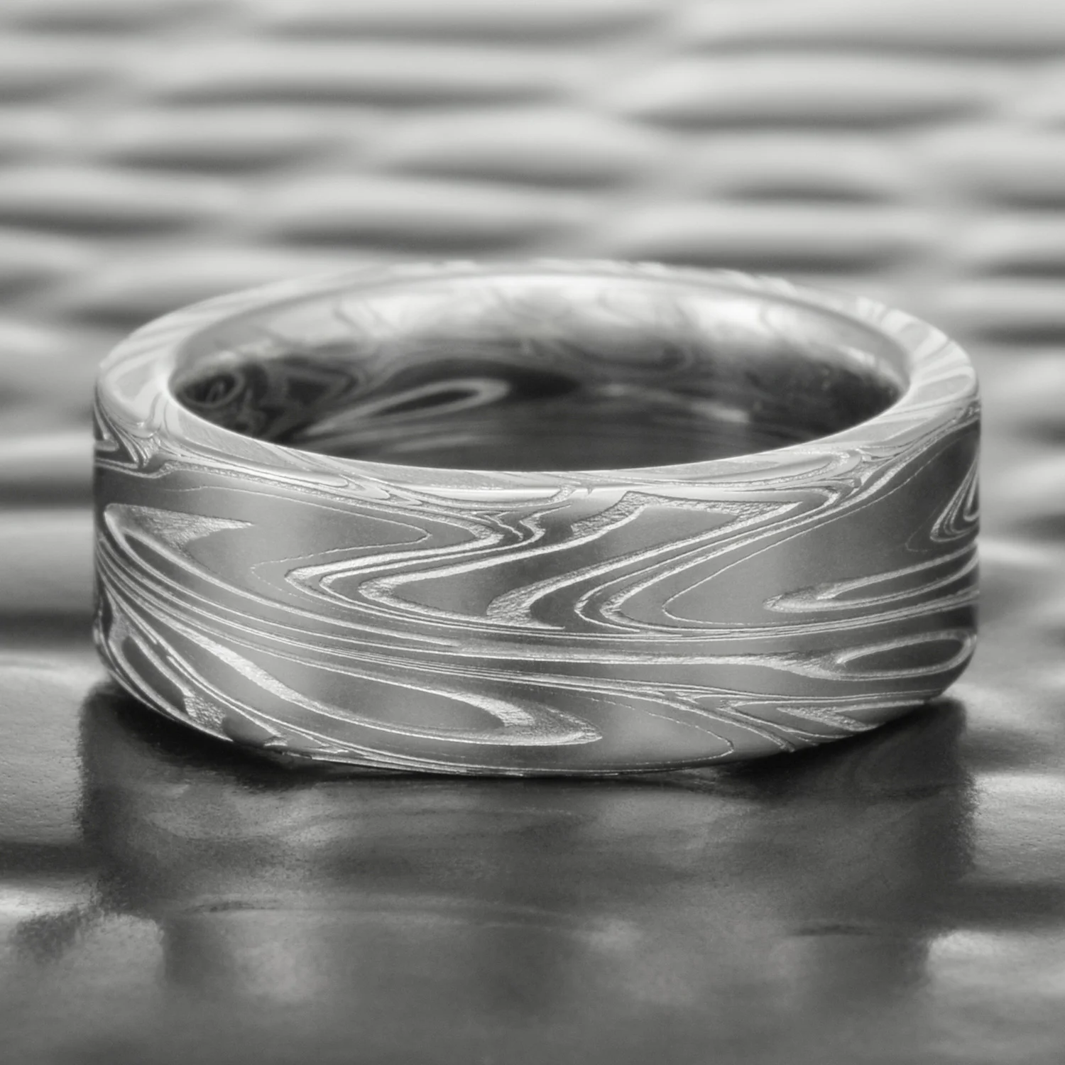 nature inspired damascus steel ring