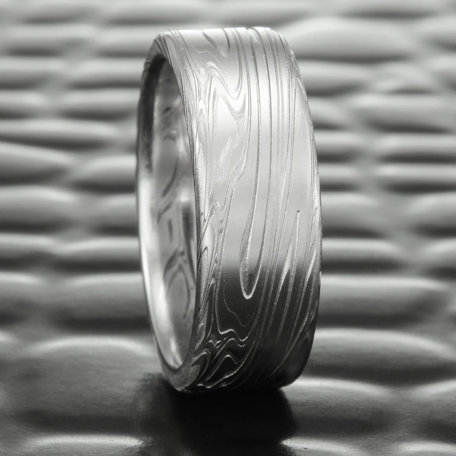 steel ring natural pattern handmade