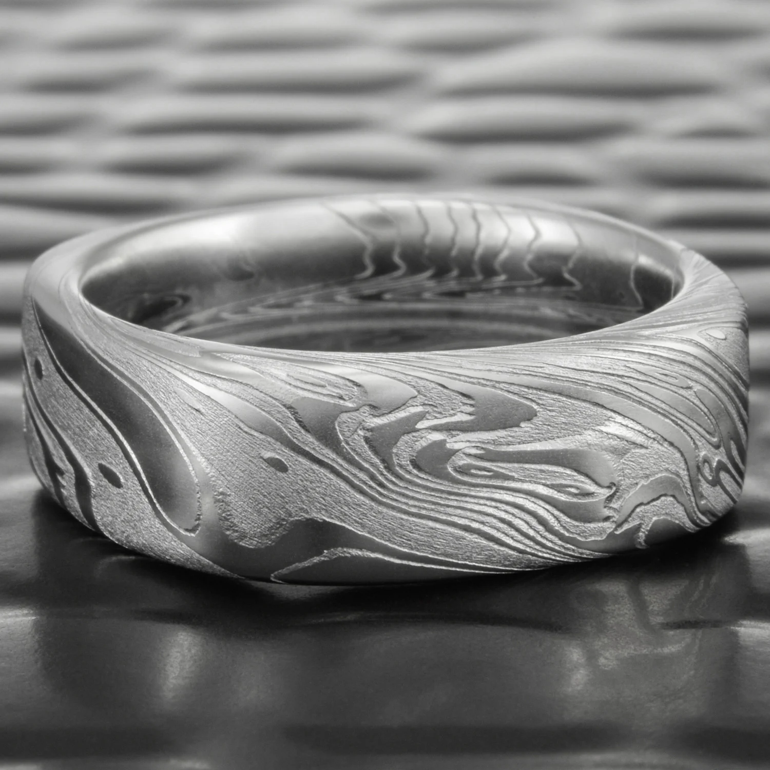 damascus steel ring wedding square