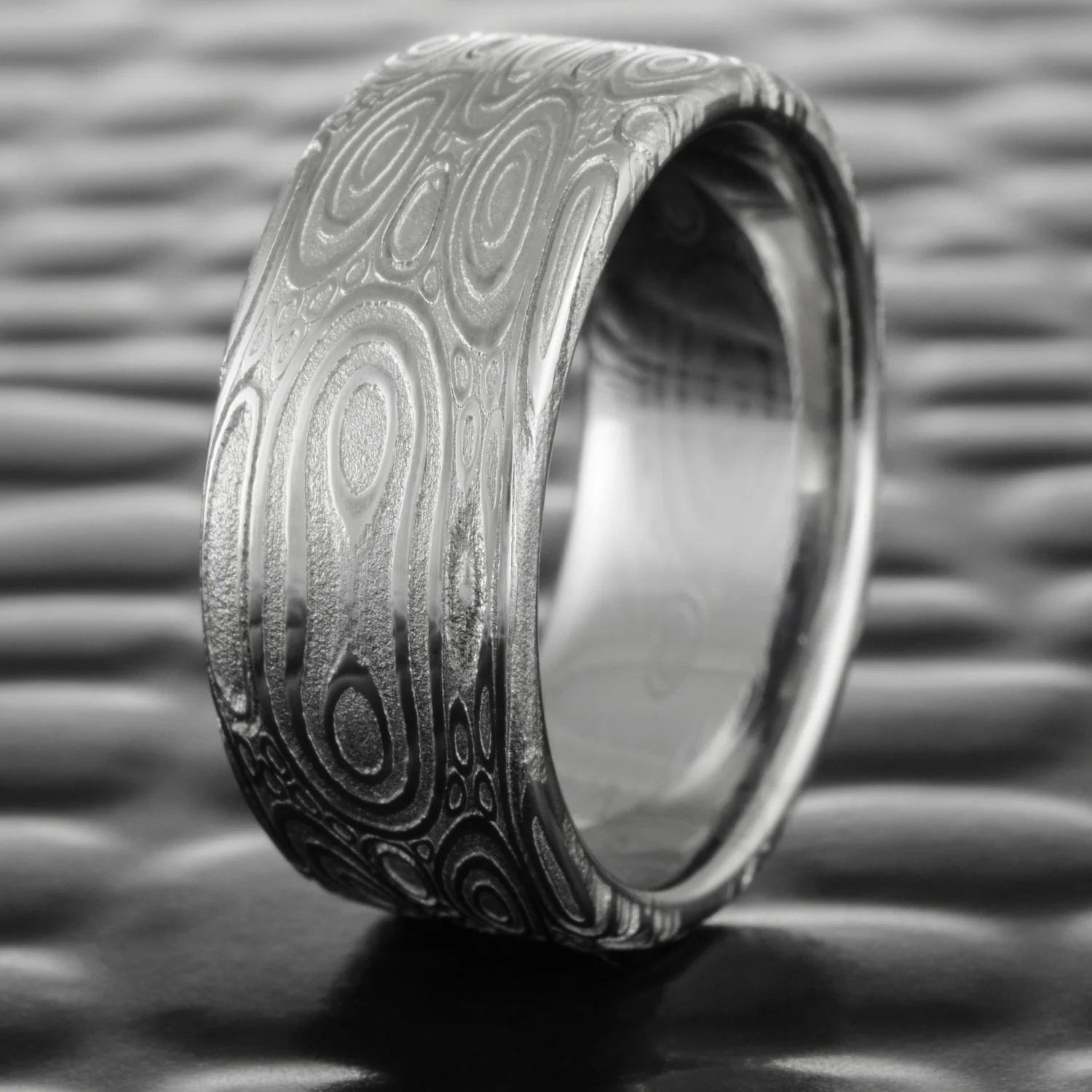 flat mens wedding band unique damascus