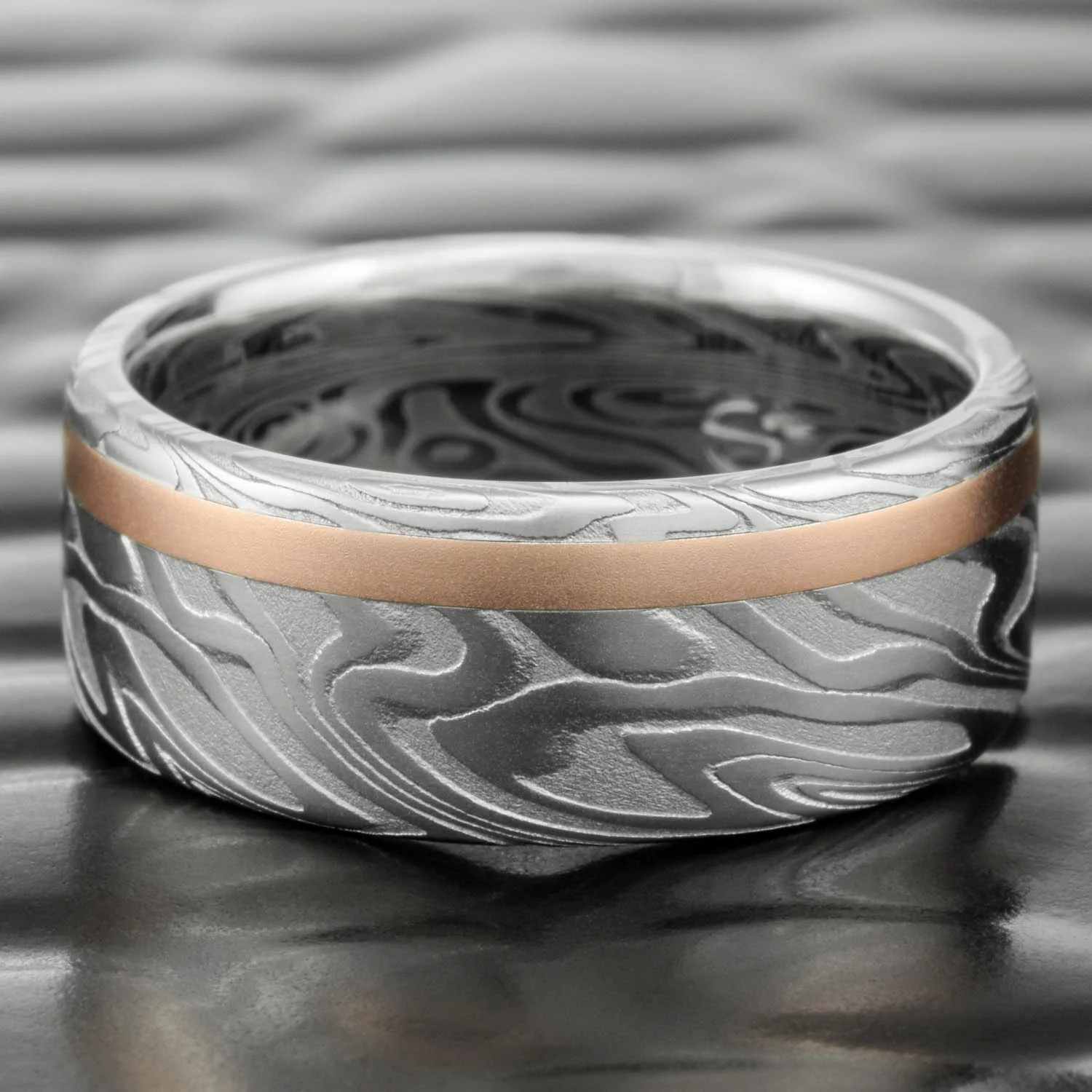 womens alternative stainless damascus wedding band