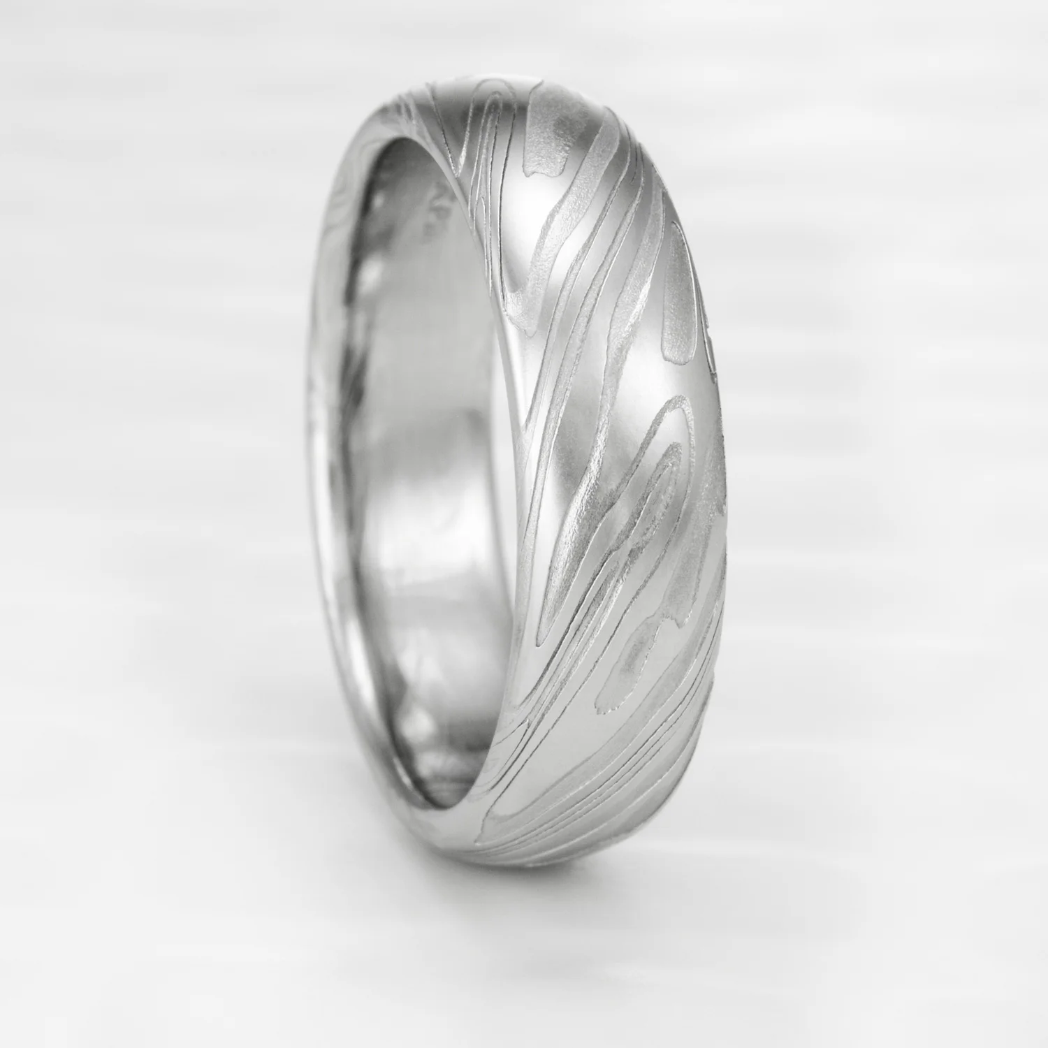 wedding engagement womens ring flowing woodgrain pattern stainless steel