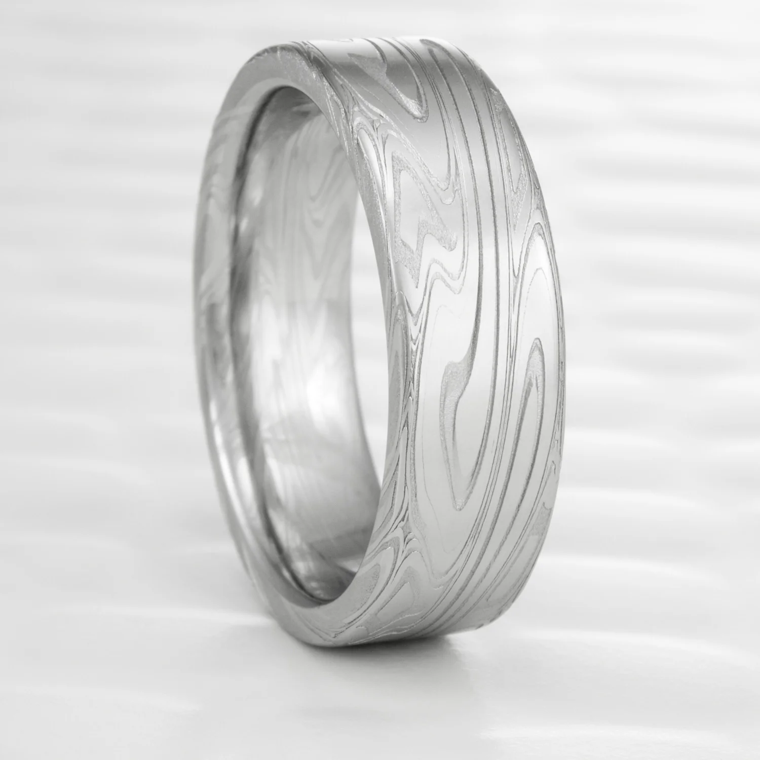 flat band wedding womens stainless damascus