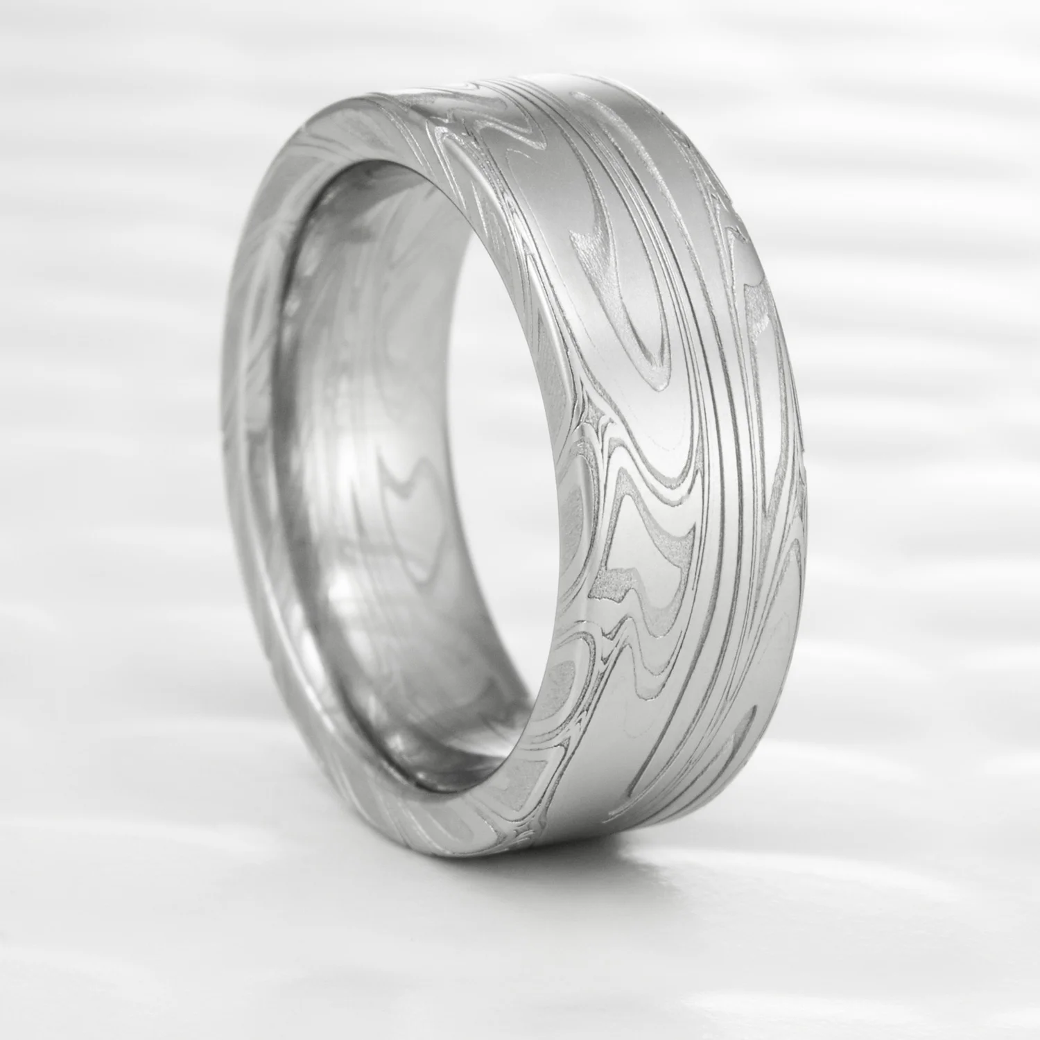 damascus ring stainless hand forged unique patterned