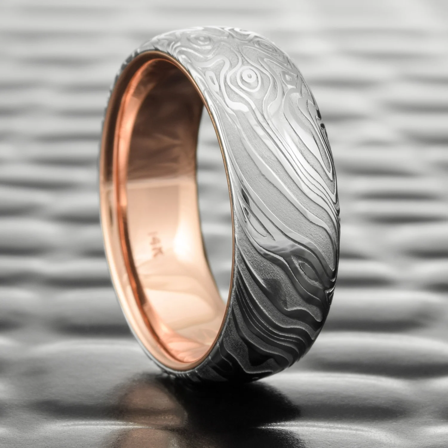 gold accent bursting organic hand forged pattern unique stainless steel