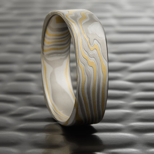 Titanium & Zirconium Mokume Square Men's Wedding Band | DARK WOOD — Steven  Jacob