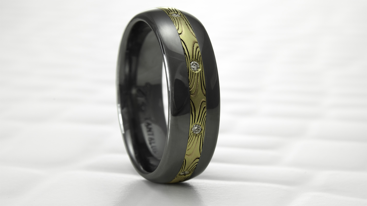 Mokume Gane, Diamonds and Tantalum Custom Wedding Band