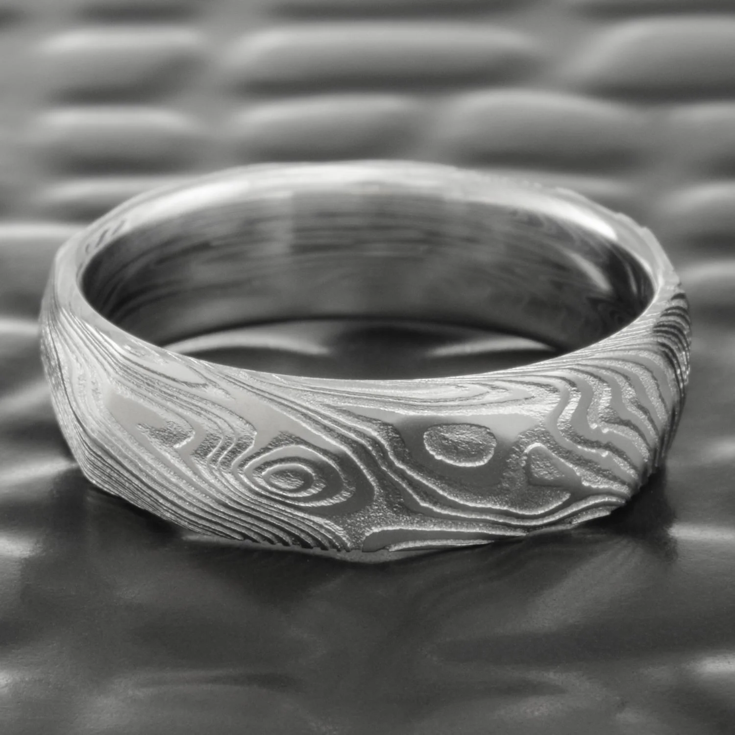 unique faceted handmade ring mens damascus