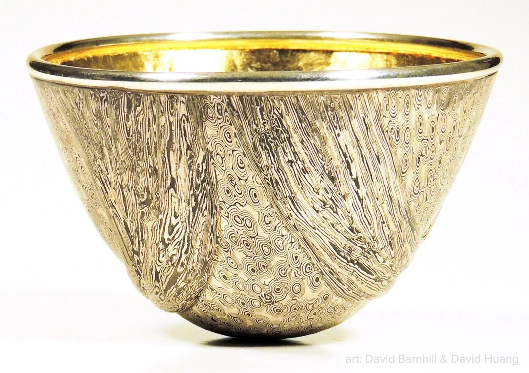 Layered Resplendence #23, by David Huang & David Barnhill, 2017. Silver, nickel and 23K gold leaf.
