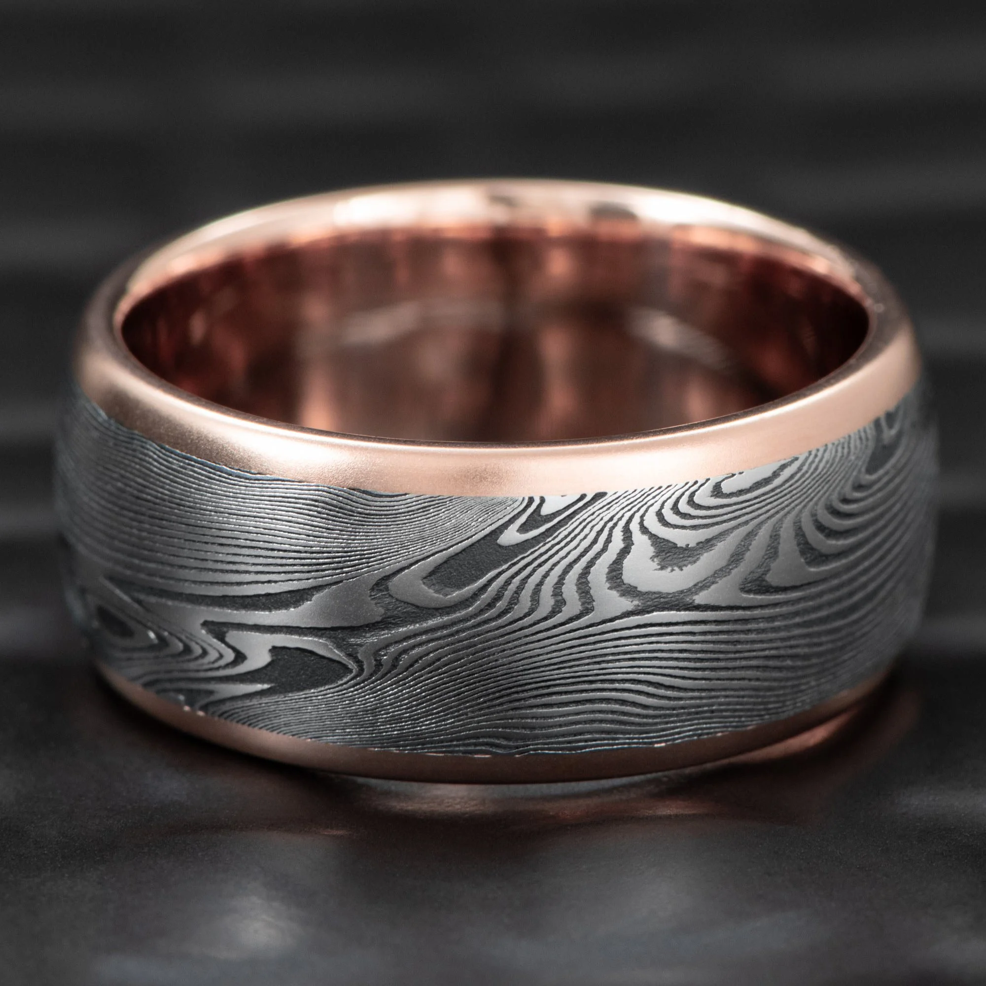 Domed-Damascus-Steel-Band-Rose-Gold-Rails-Oxide-Old-Growth.jpg