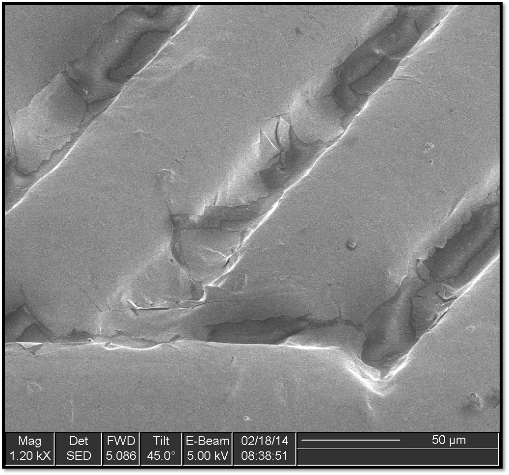 Scanning Electron Micrograph of an extremely small section of the fabricated piece.