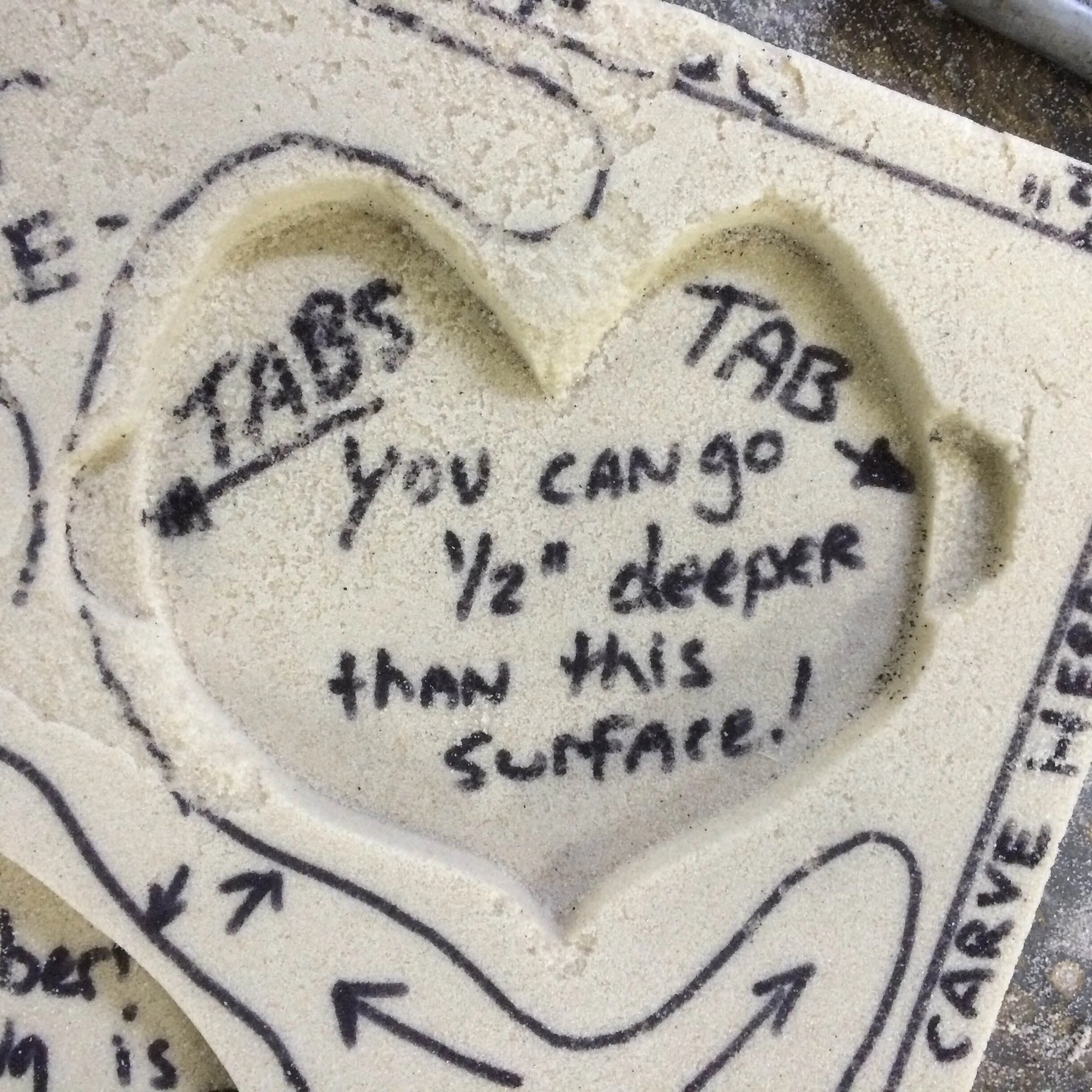 If you have a drill and some bits at home, you can carve in tabs on the sides of your heart, and use them to drill a small hole for mounting. Another possibility is to use tabs for anchors under an immersion into epoxy or cement, if you had plans for building a plaque or obelisk type of sculptural idea.