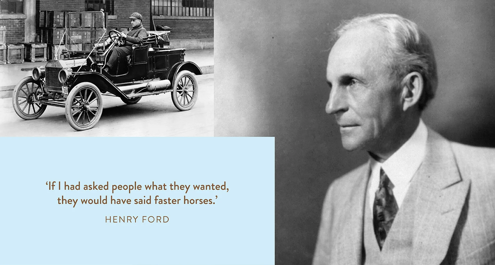 Henry Ford, and a driver of the first Model T