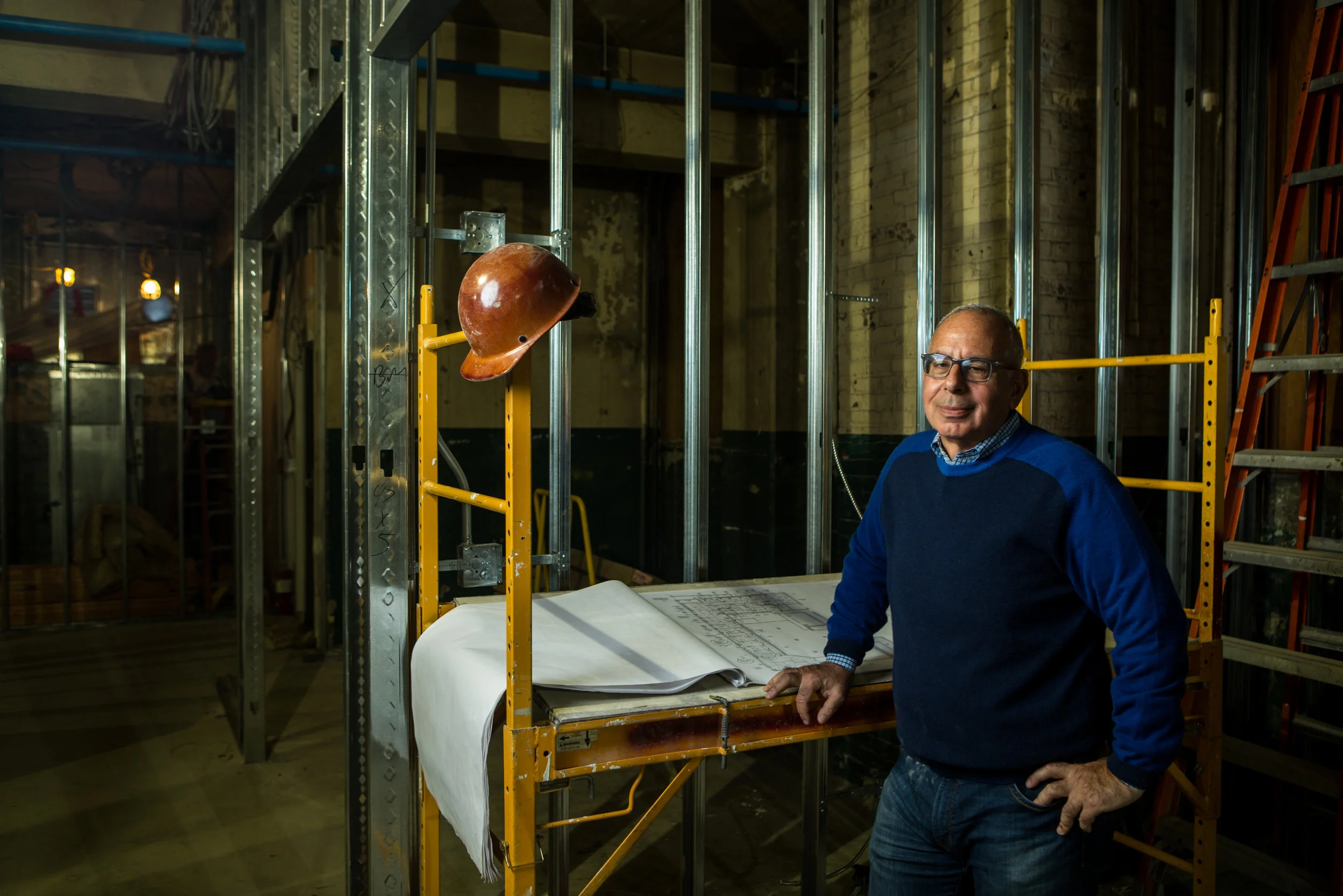 110317 Dr. Gerald J Fine, Professor of Practice and Director of the Engineering Product Innovation Center is now leading (EPIC) and will lead the Boston University-wide INNOVATE@BU initiative. The student hub/center for Innovate will be the BUILD Lab, now under construction inside the old Radio Shack building Friday, November 3, 2017. Photo by Jake Belcher