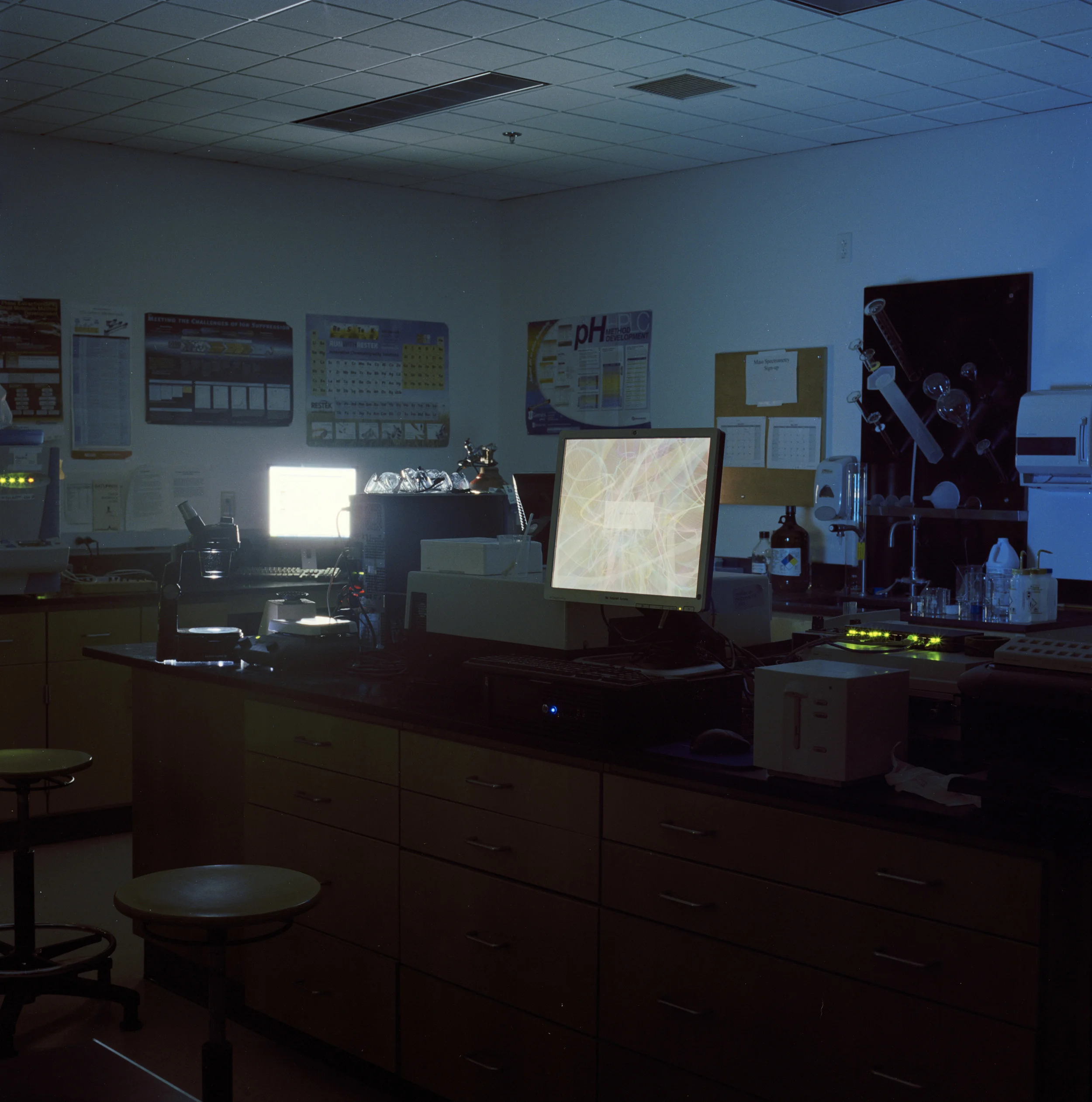 Laboratory Screens at Night