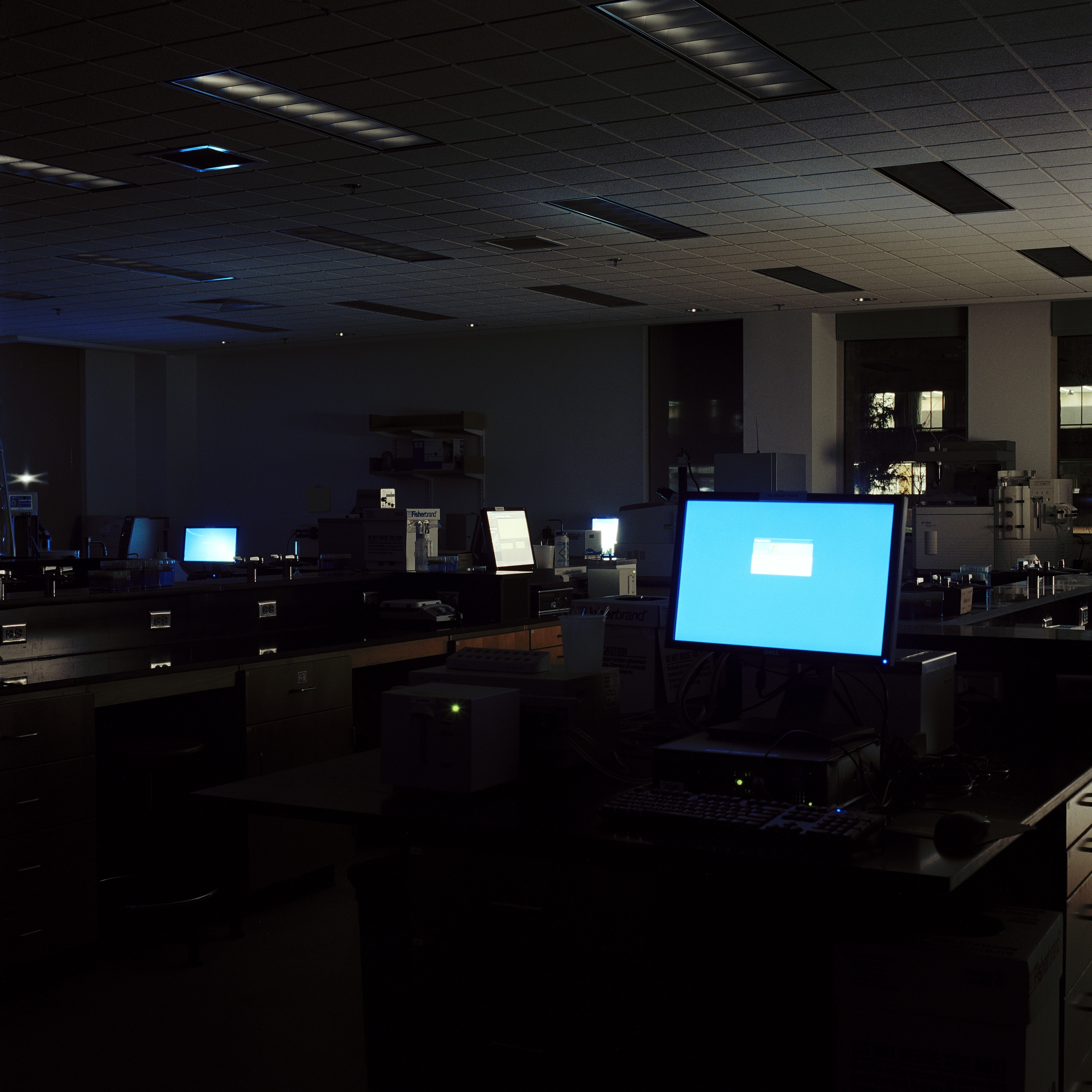 Biochemistry Lab Computers at Night