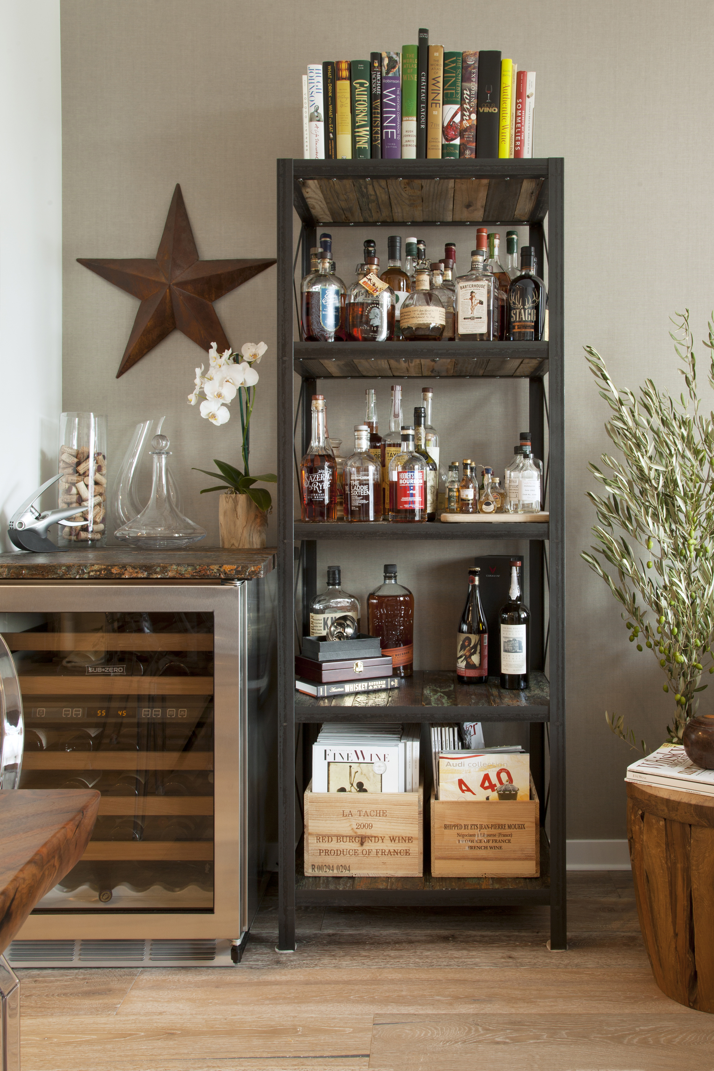 Liquor shelf and wine fridge