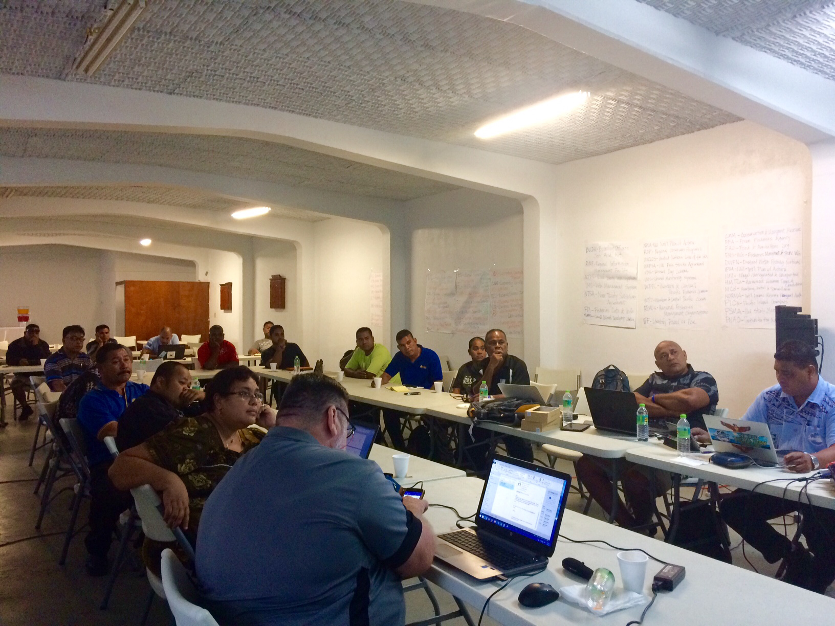 The 7 columns of acronyms that you see on the back wall are just the start of the complexities of MCS work in a multi-state fishery like the one we have here in the Pacific :-)