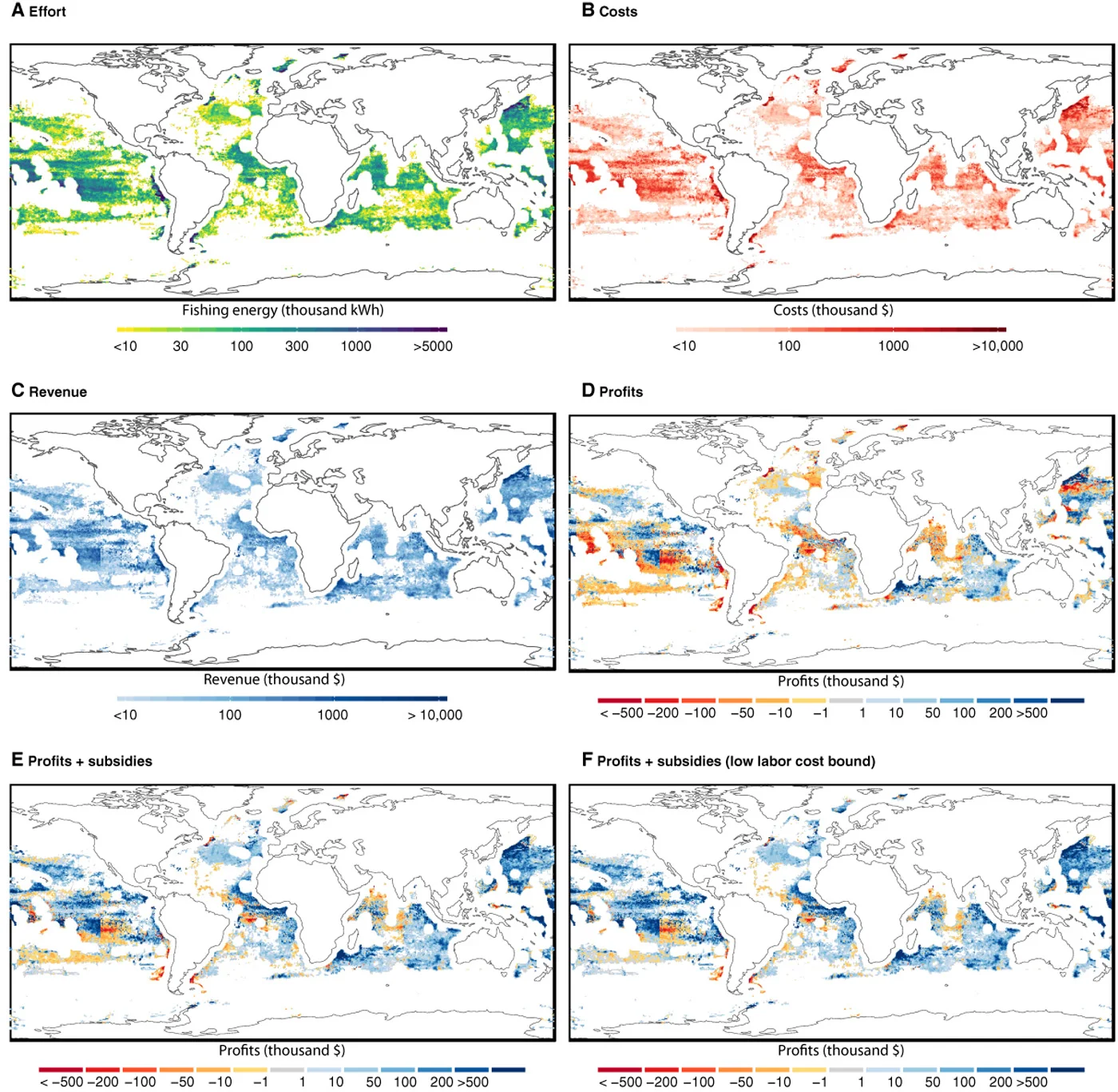 Fig 2. Global patterns of fishing in the high seas