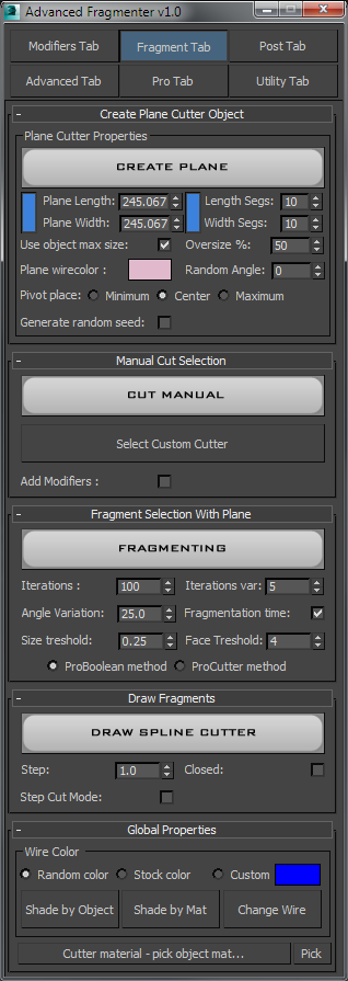 Screenshot of the Fragment Tab
