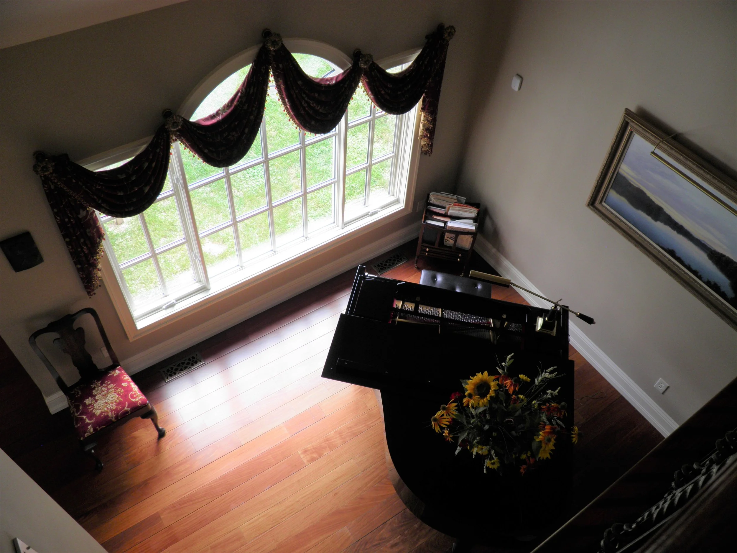 Looking down from balcony.