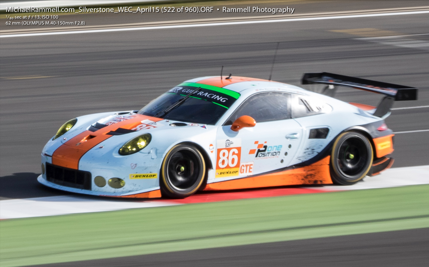 100% cropped screen grab from Lightroom - this is a little soft for me (see the edges of the numbers and decals on the car)1/80th - f/13 - ISO100