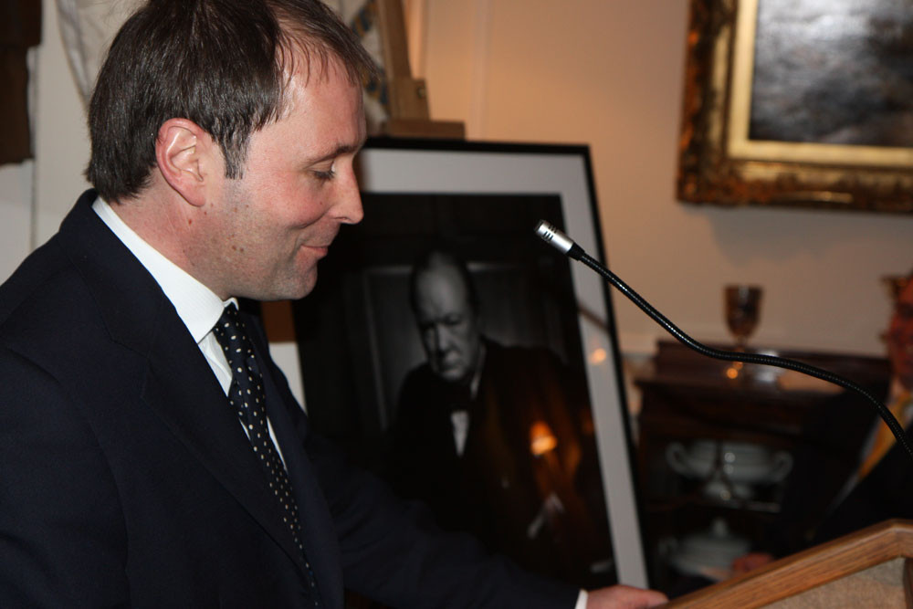 Inaugural speaker, Churchill Archives Centre Director Allen Packwood. (Courtesy UK High Commission)