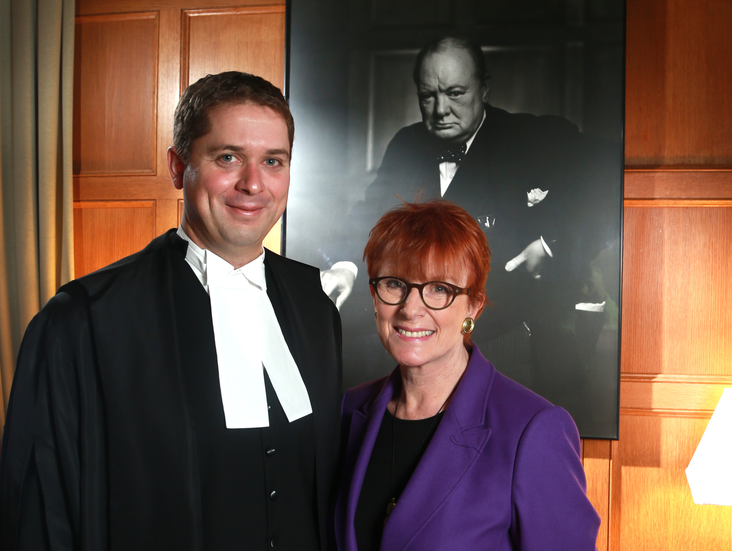 Celia Sandys, Speaker Scheer and the Karsh portrait (Bruno Schlumberger, Ottawa Citizen)
