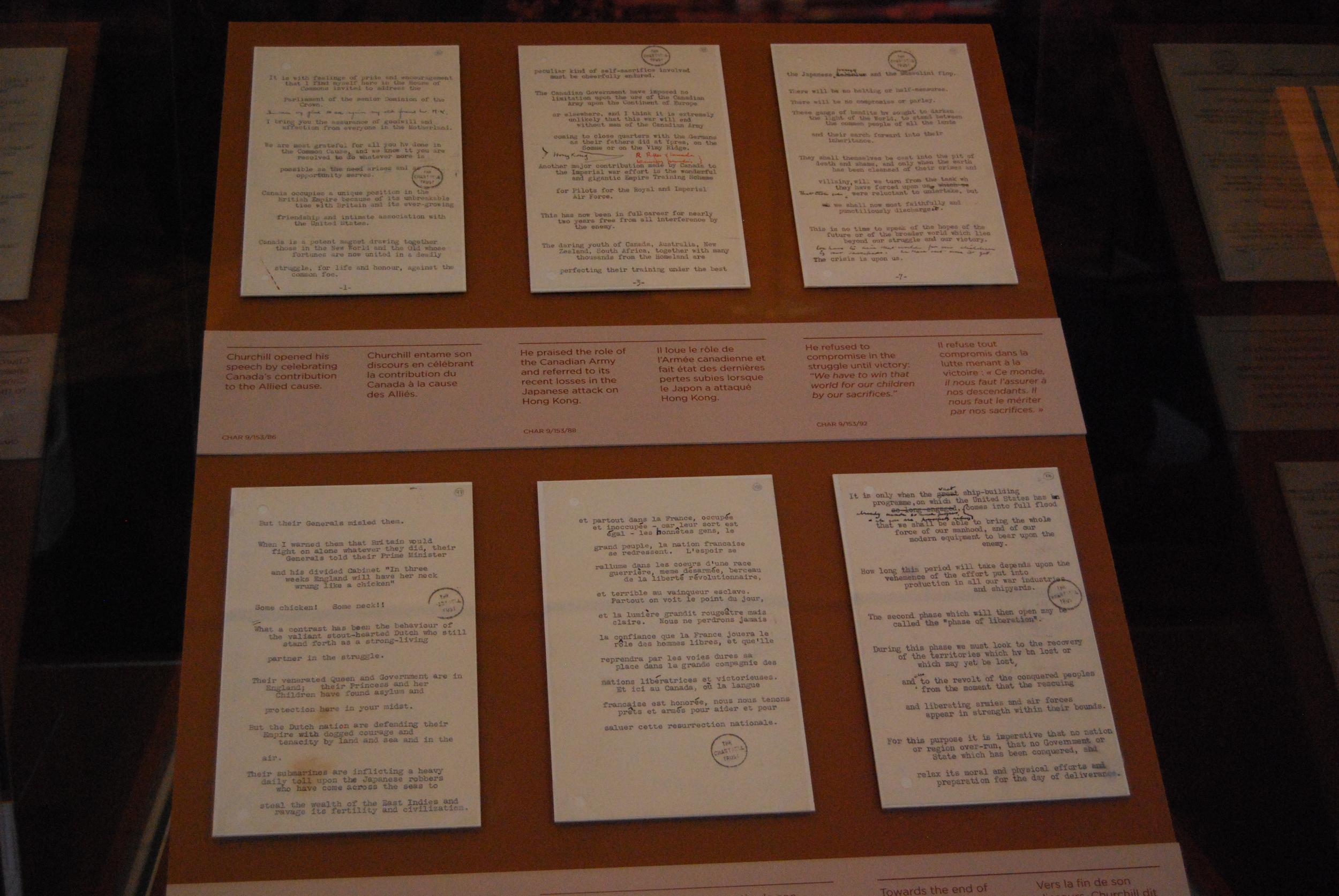 Six original pages from the December 30, 1941 speech