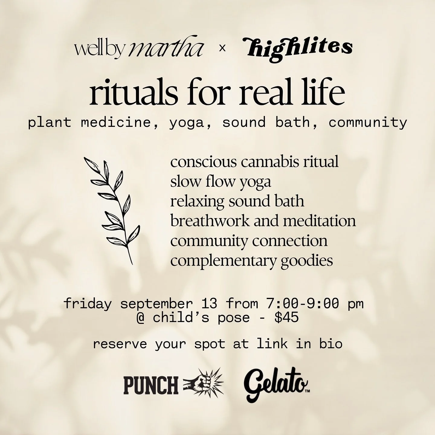 rituals for real life ꩜

join @wellbymartha (@martha_kirby) and @highlitesoasis (@groovy_dani) at @childspose_la in culver city on 9/13 from 7pm-9pm for an evening of rituals for real life, for real people!

- conscious cannabis ritual
- slow flow yo