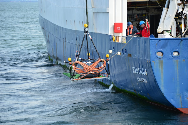 JASCO Observer systems deployed in the Strait of Georgia near Port Metro Vancouver to study the effects of vessel noise on marine mammals. Photo courtesy of Port Metro Vancouver.