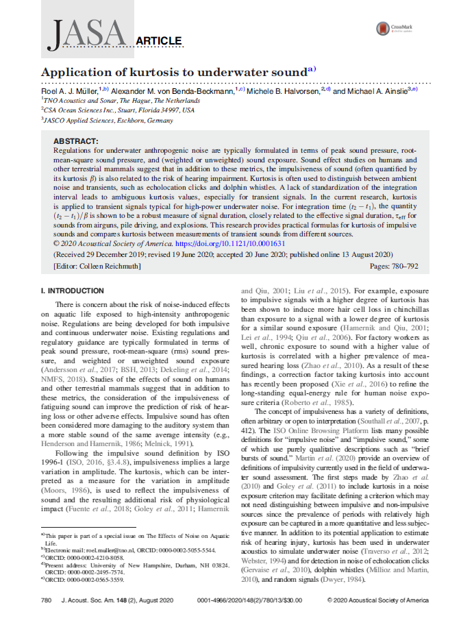 Application of kurtosis to underwater sound (PDF)