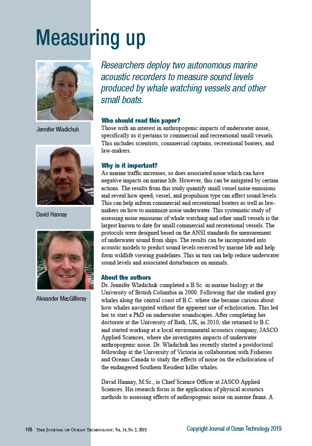 Systematic source level measurements of whale watching vessels and other small boats (PDF)
